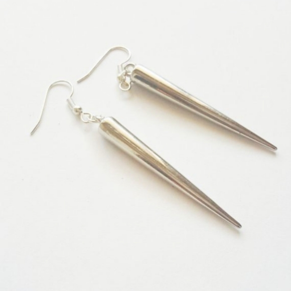 Silver Spike lightweight earrings .925 sterling silver fishhook - Picture 2 of 3